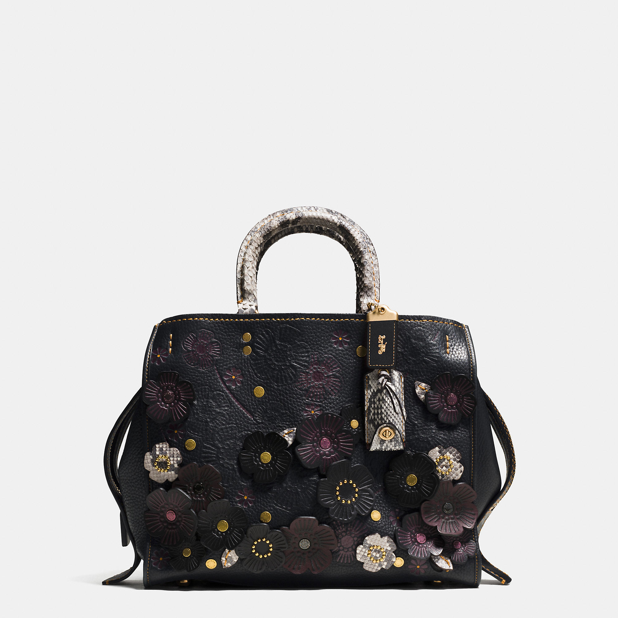 Coach tea rose applique hotsell rogue bag